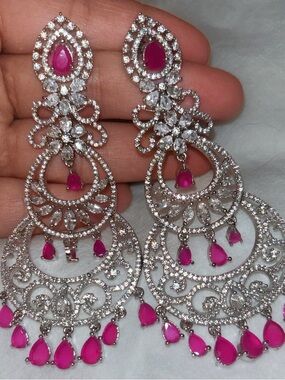 Pink Crystal Chandelier Earrings